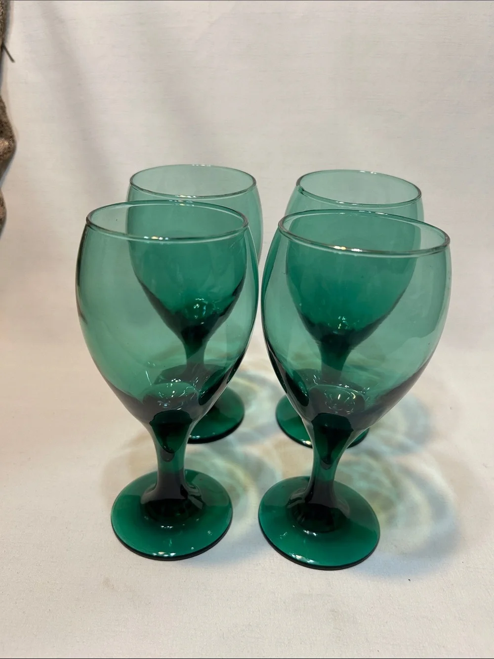 Vintage Set of 4  Libbey Glass Juniper Green Wine / Water Glasses